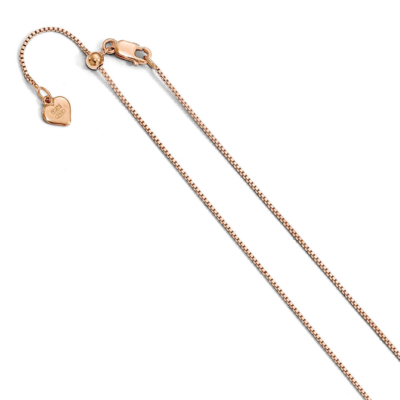 .85 mm Rose Gold-plated Adjustable Box Chain 22 Inch Sterling Silver HB-FC39-22