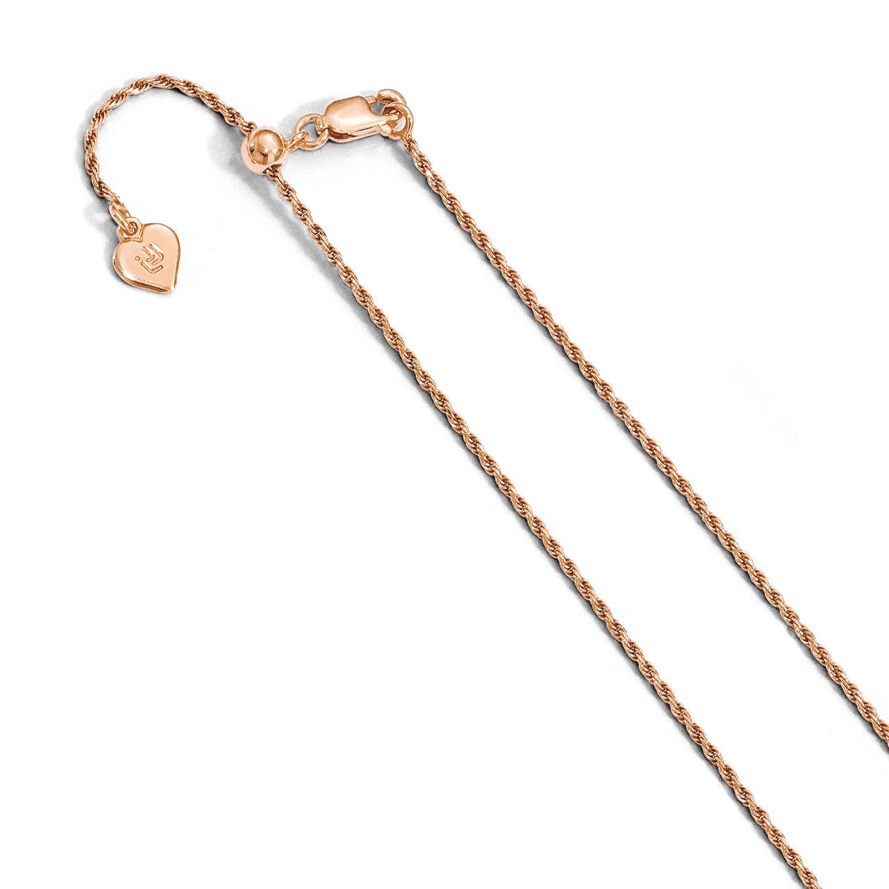 1.2 mm Rose Gold-plated Adjustable Rope Chain 22 Inch Sterling Silver HB-FC55-22