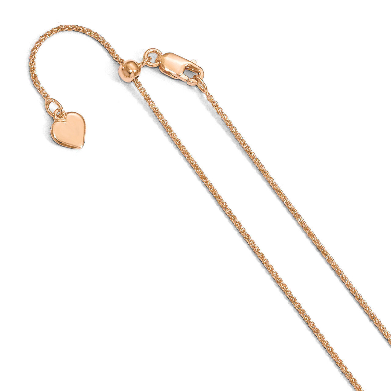 1.0mm Rose Gold-plated Adjustable Spiga Chain 22 Inch Sterling Silver HB-FC57-22