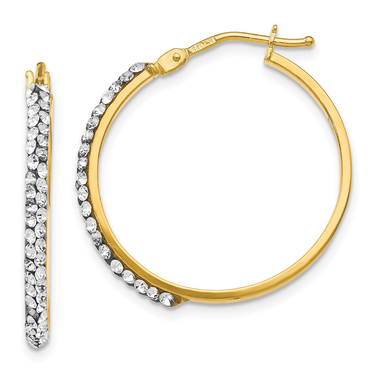 Crystals from Swarovski Polished Hoop Earrings 14k Gold HB-LE1010