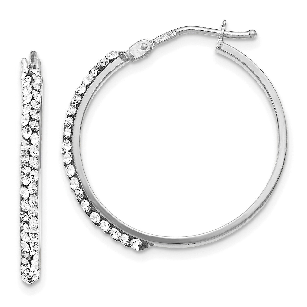 Crystals from Swarovski Polished Hoop Earrings 14K White Gold HB-LE1011