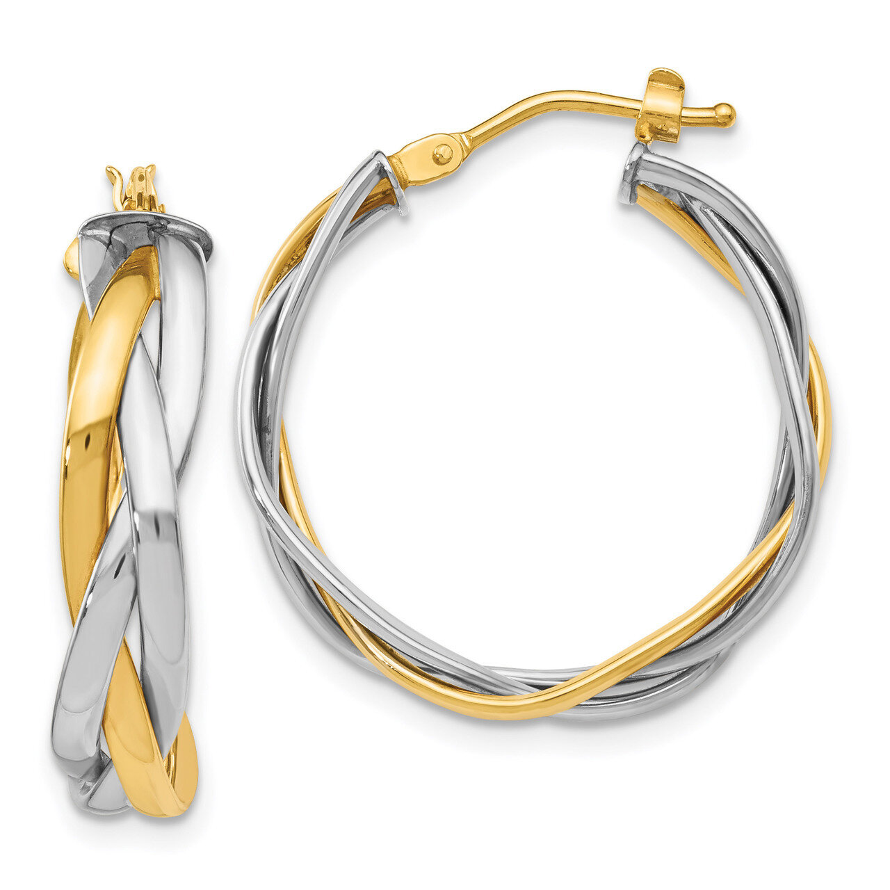Braided Hoop Earrings 14k Two-tone Gold HB-LE1015