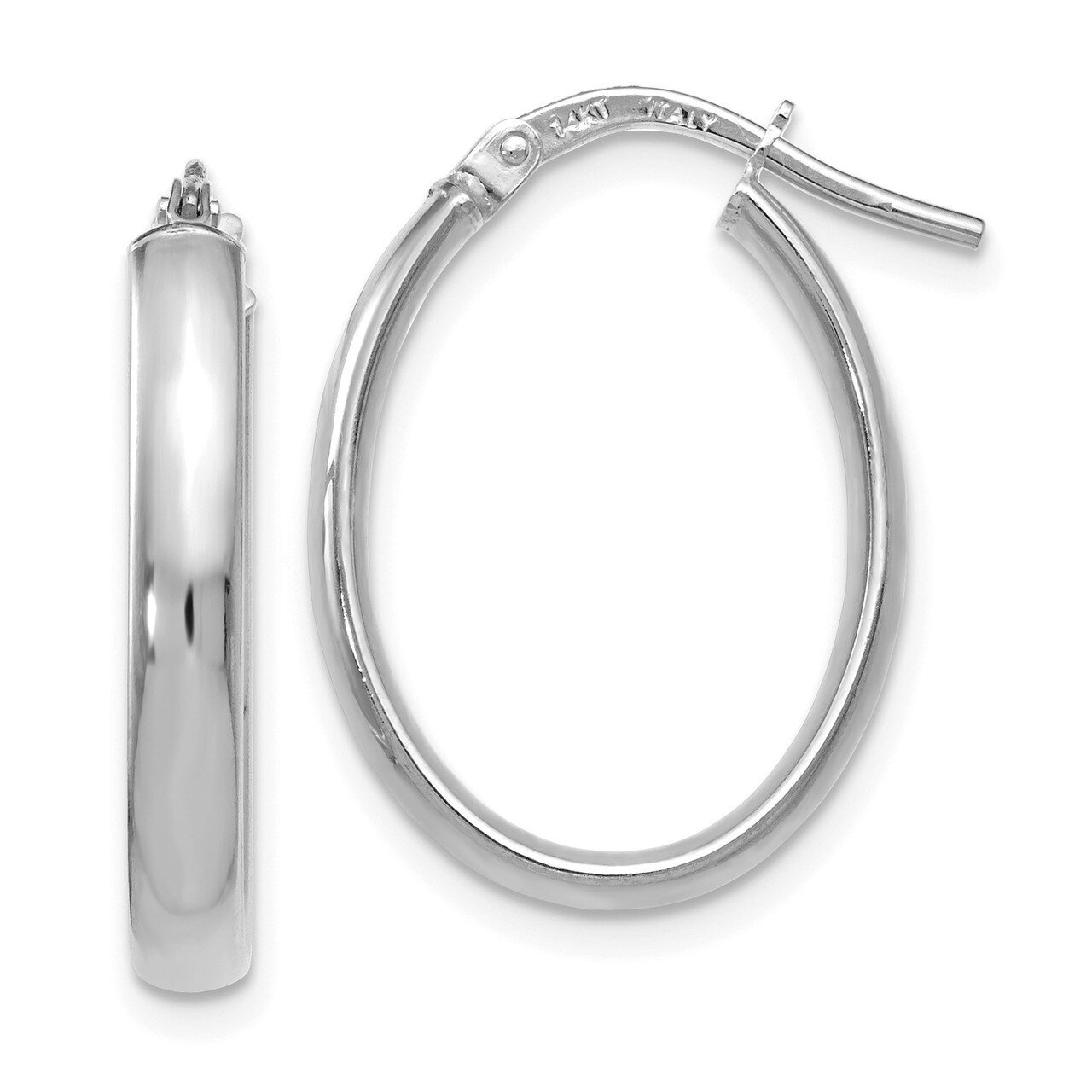 Leslie&#39;s Oval Hoop Earrings 14k White Gold Polished HB-LE1052, MPN: LE1052, 191101643736