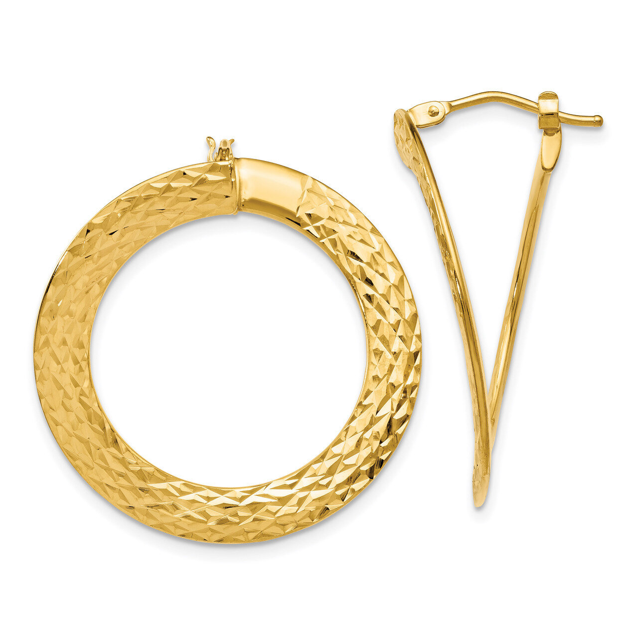 Leslie&#39;s Diamond-cut Twisted Hoop Earrings 14k Gold Polished HB-LE1147, MPN: LE1147, 191101472886