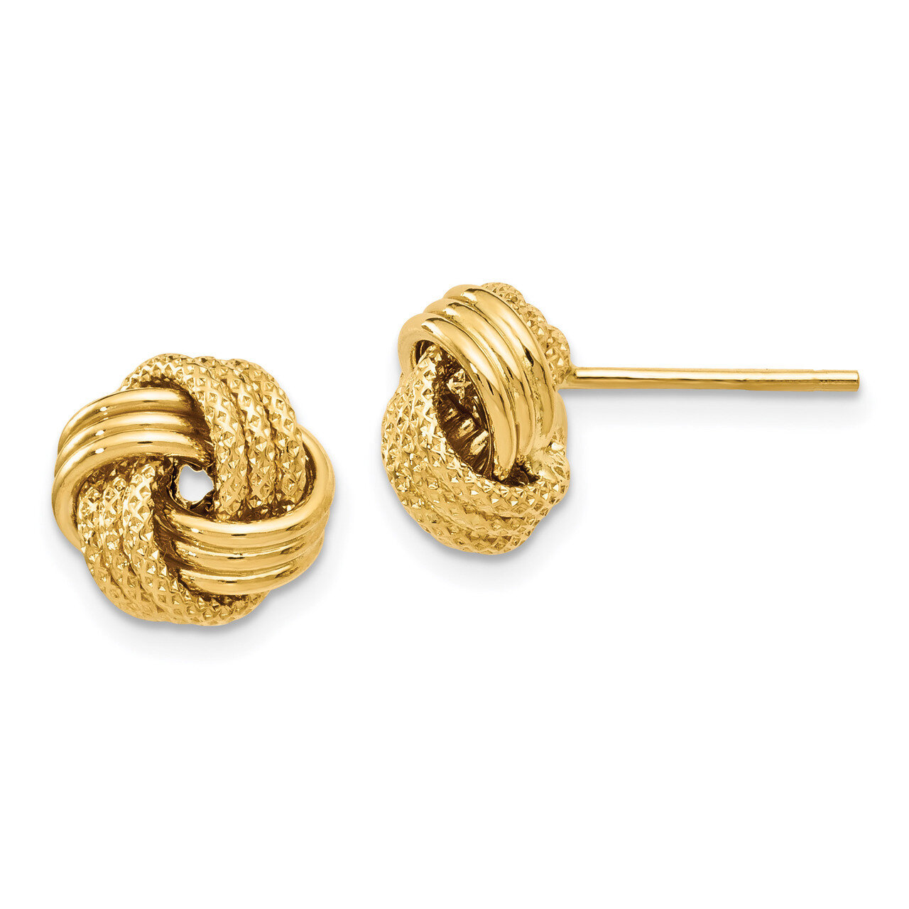 Textured Love Knot Earrings 14k Gold Polished HB-LE1303
