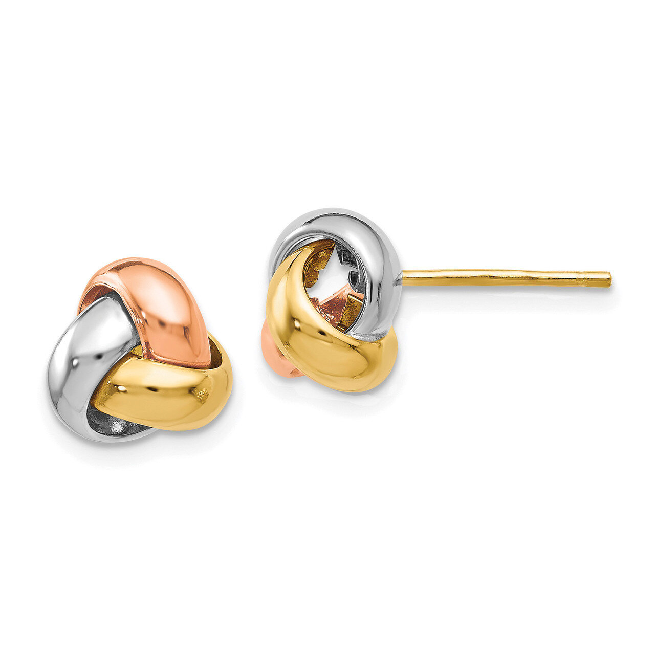 Love Knot Earrings 14k Tri-Color Polished Gold HB-LE1308