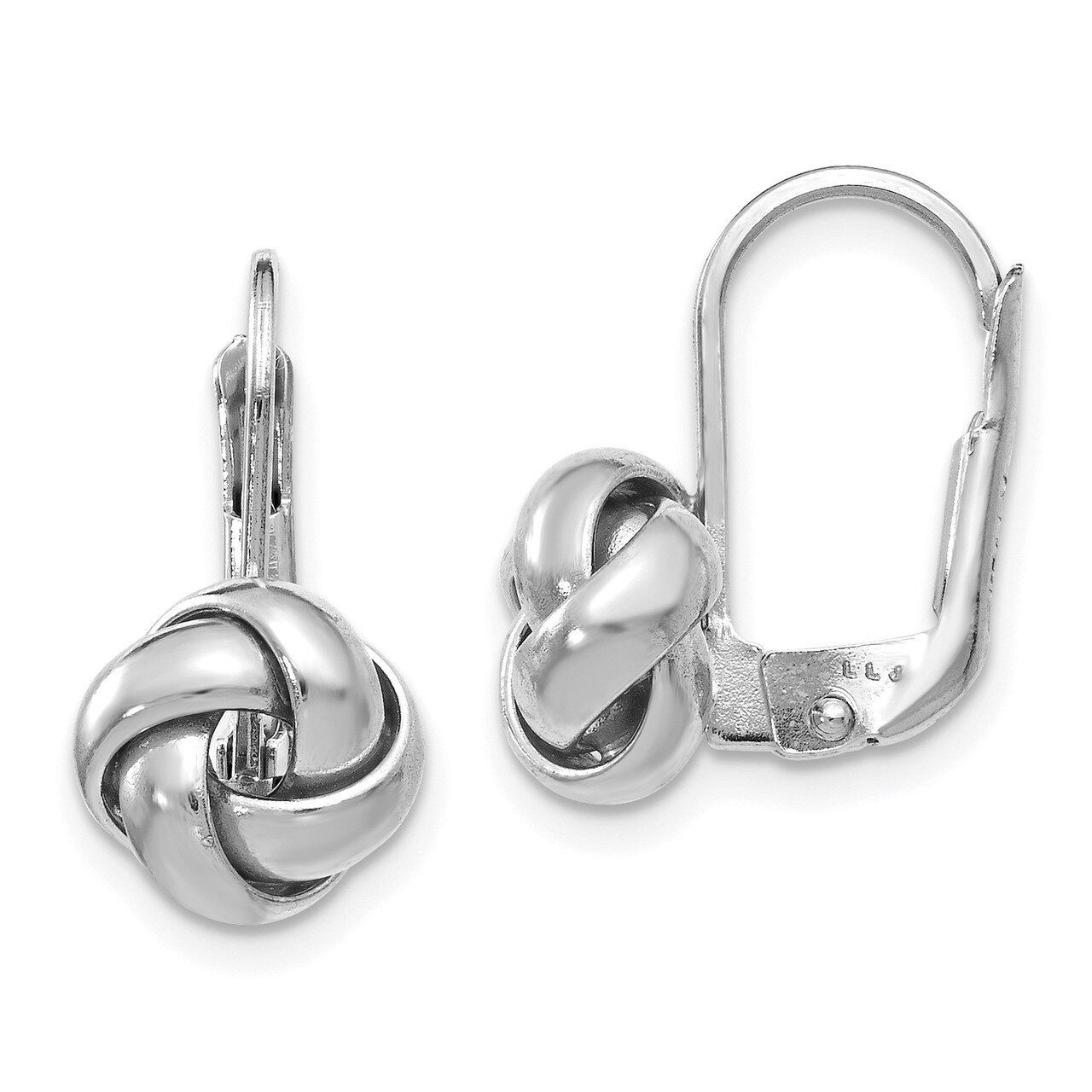 Love Knot Leverback Earrings 14k White Gold Polished HB-LE1447