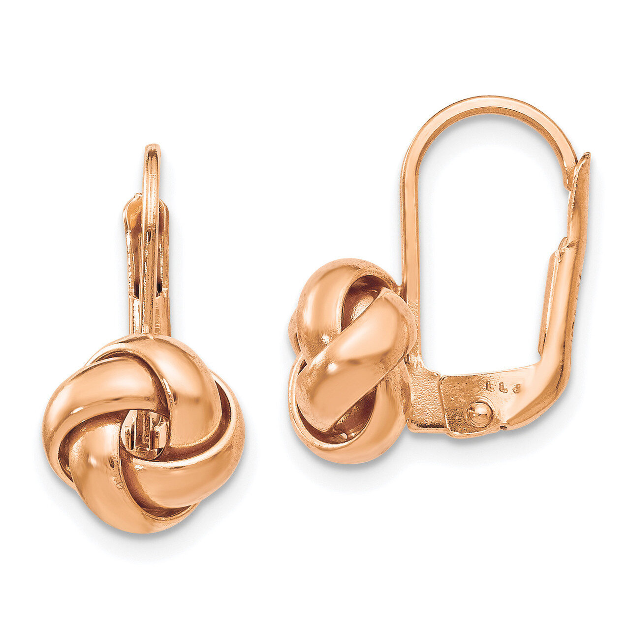 Polished Love Knot Leverback Earrings 14k Rose Gold HB-LE1450