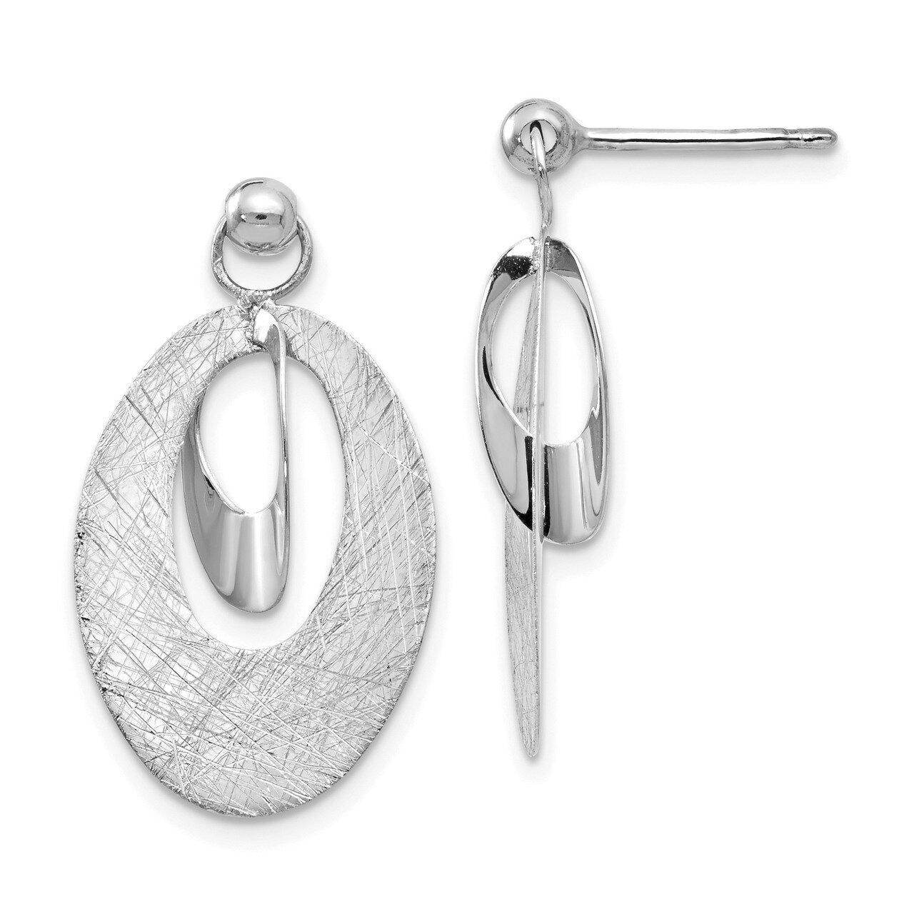 Leslie&#39;s Scratch Finish Oval Reversible Post Earrings 14k White Gold Polished HB-LE1456, MPN: LE145…