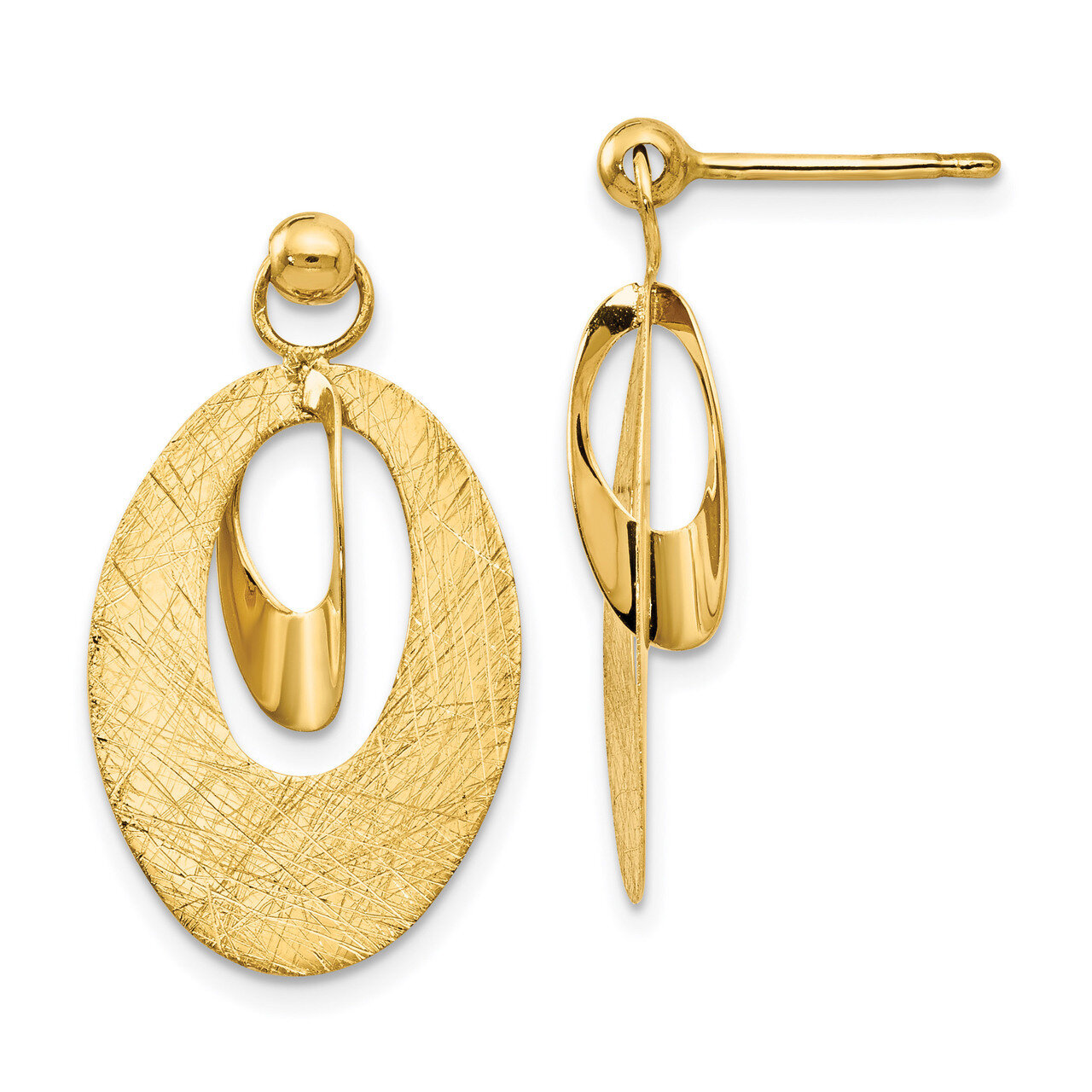 Leslie&#39;s Polish &amp; Scratch Finish Oval Post Earrings 14k Gold HB-LE1457, MPN: LE1457, 191101757044