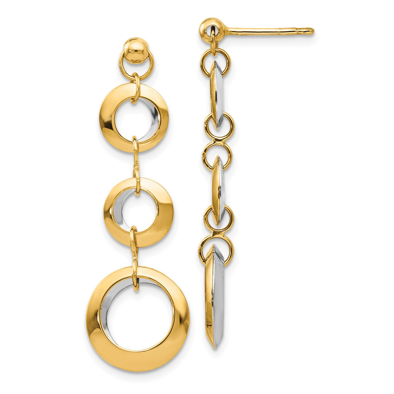 Leslie&#39;s Circle Reversible Post Earrings 14k Two-tone Gold Polished HB-LE1461, MPN: LE1461, 1911017…