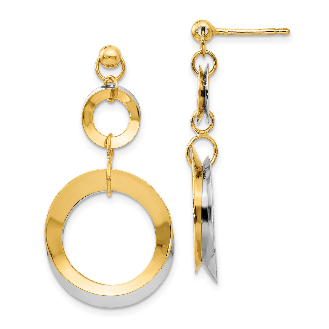 Leslie&#39;s Circle Reversible Post Earrings 14k Two-tone Gold Polished HB-LE1465, MPN: LE1465, 1911017…
