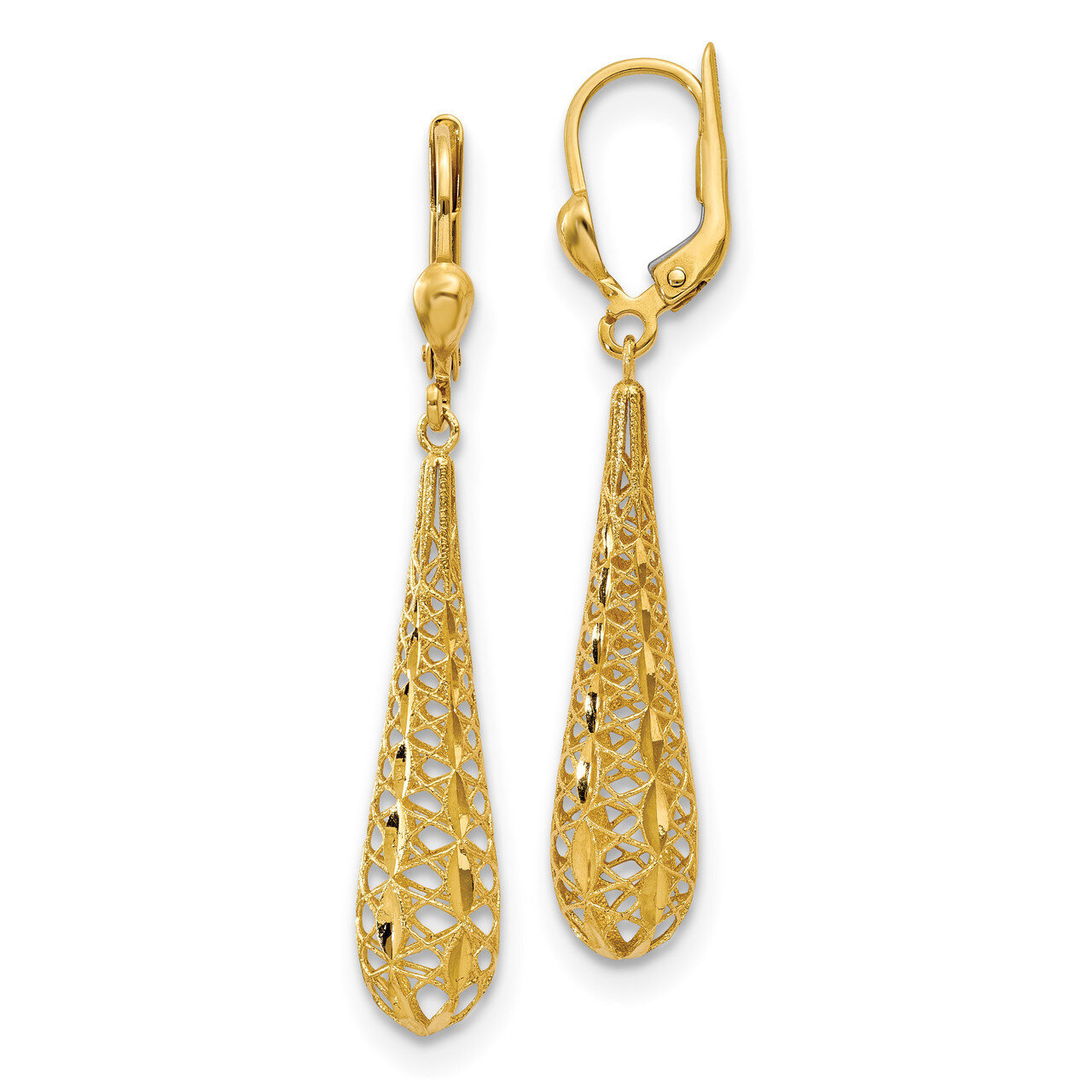 Leslie&#39;s Fancy Dangle Leverback Earrings 14k Gold Polished HB-LE1491, MPN: LE1491, 191101761317