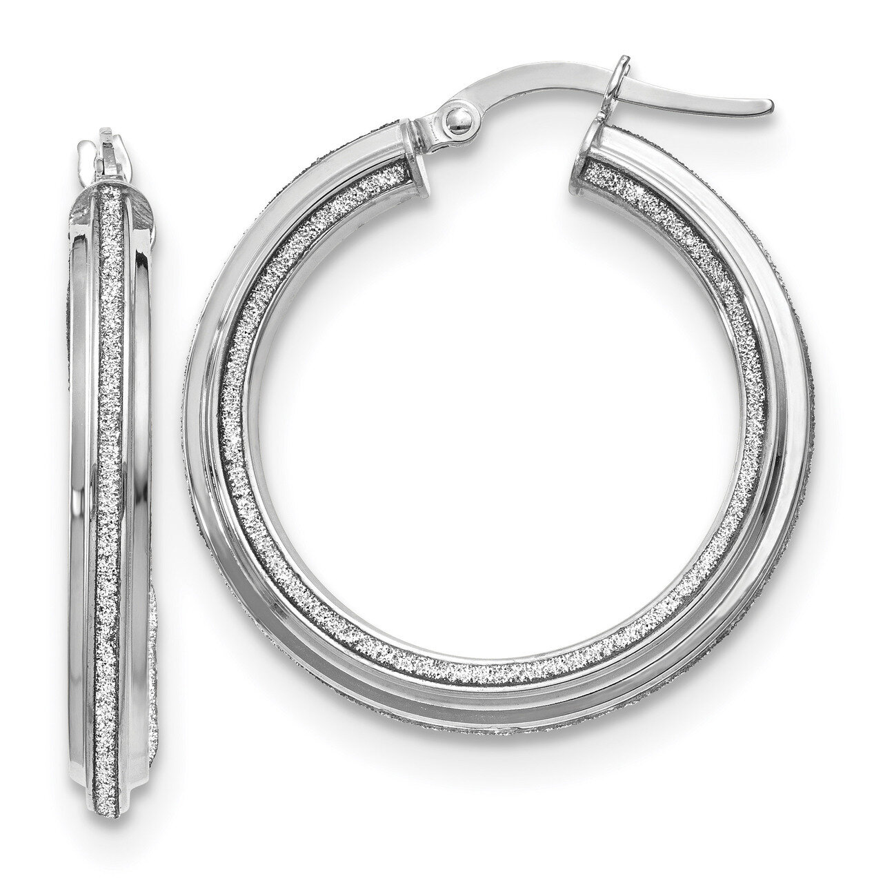 Leslie&#39;s Glimmer Infused Texture Hoop Earrings 14k White Gold Polished HB-LE1506, MPN: LE1506, 1911…