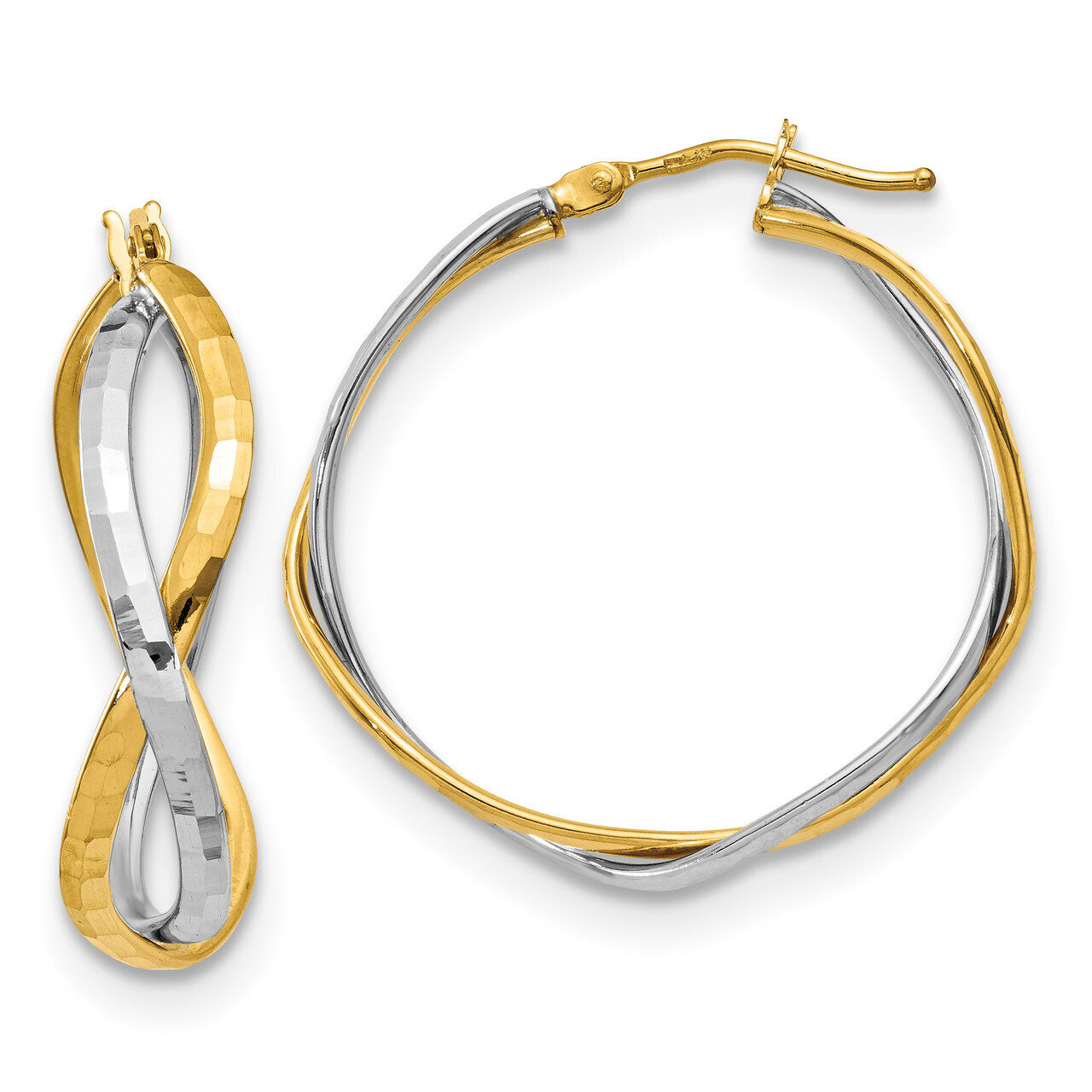 Leslie&#39;s Criss Cross Hoop Earrings 14k Two-tone Gold Polished HB-LE1568, MPN: LE1568, 191101759284