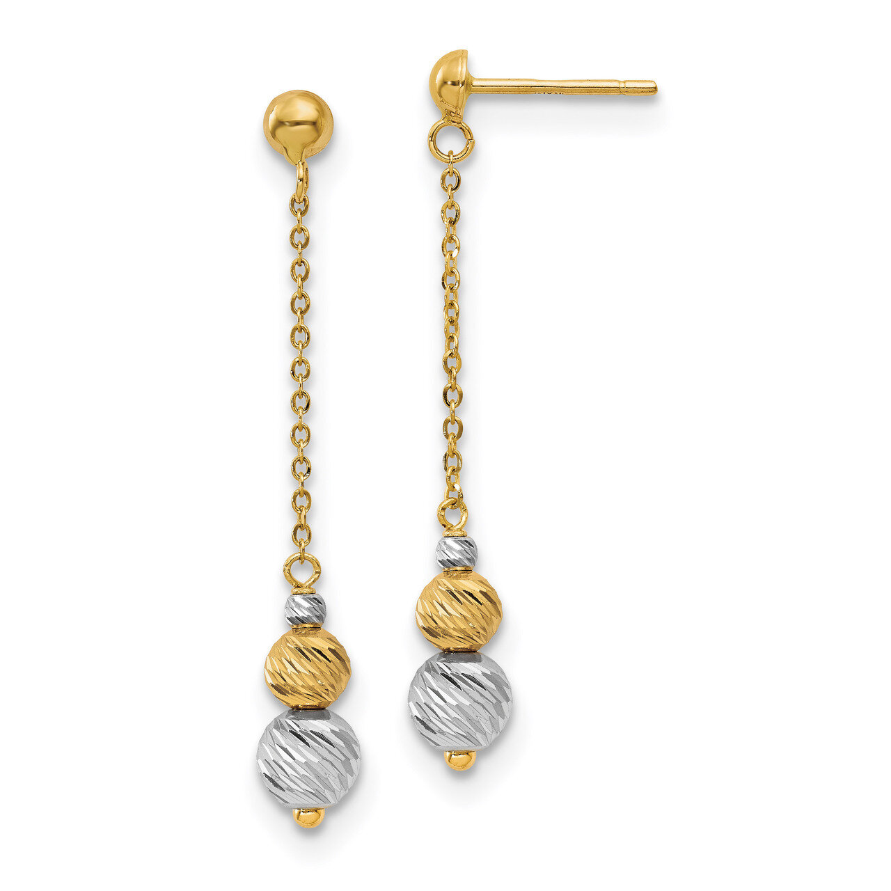 Leslie&#39;s Textured Dangle Earrings 14k Two-tone Gold Polished HB-LE1588, MPN: LE1588, 191101759451