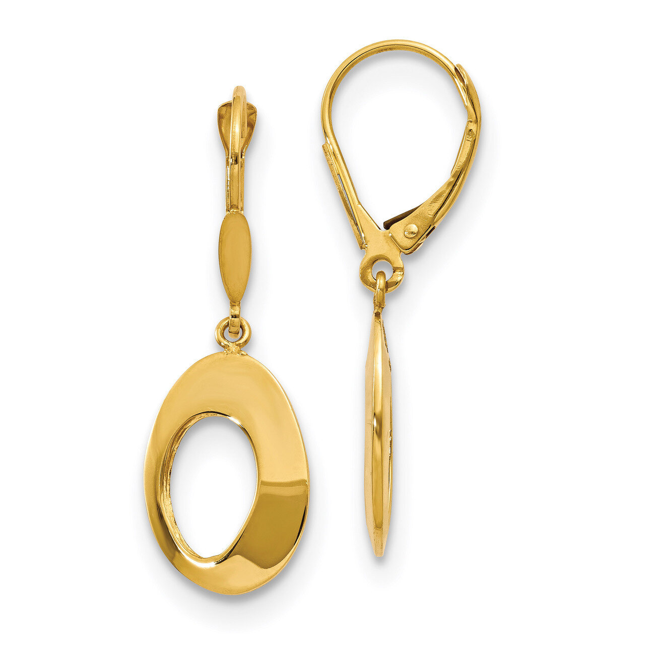 Leslie&#39;s Hollow Circles Leverback Earrings 14k Gold Polished HB-LE1611, MPN: LE1611, 191101760846