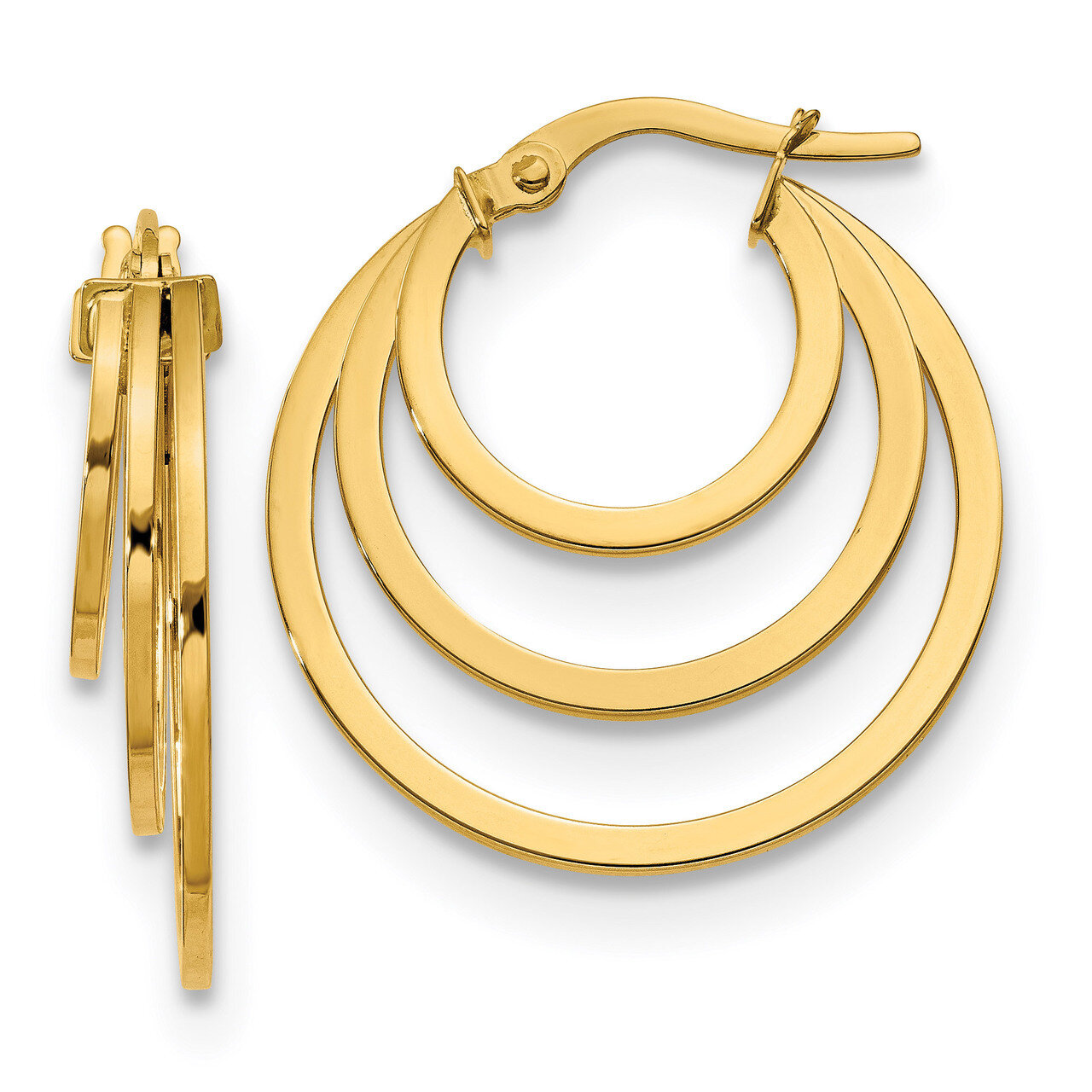 Fancy 3 Hoop Earrings 14k Gold Polished HB-LE1623