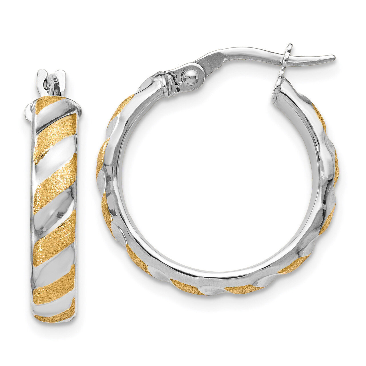 Leslie&#39;s Yellow Polished Textured Hoops Earrings 14K White Gold HB-LE854, MPN: LE854, 191101470431