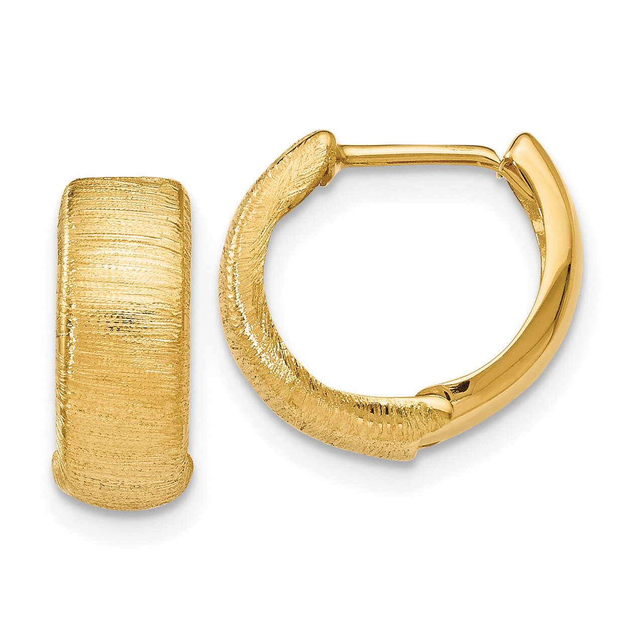 Textured Hinged Hoop Earrings 14k Gold Polished HB-LE933