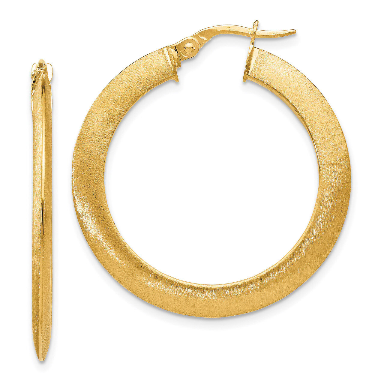Brushed Hinged Hoop Earrings 14k Gold HB-LE954