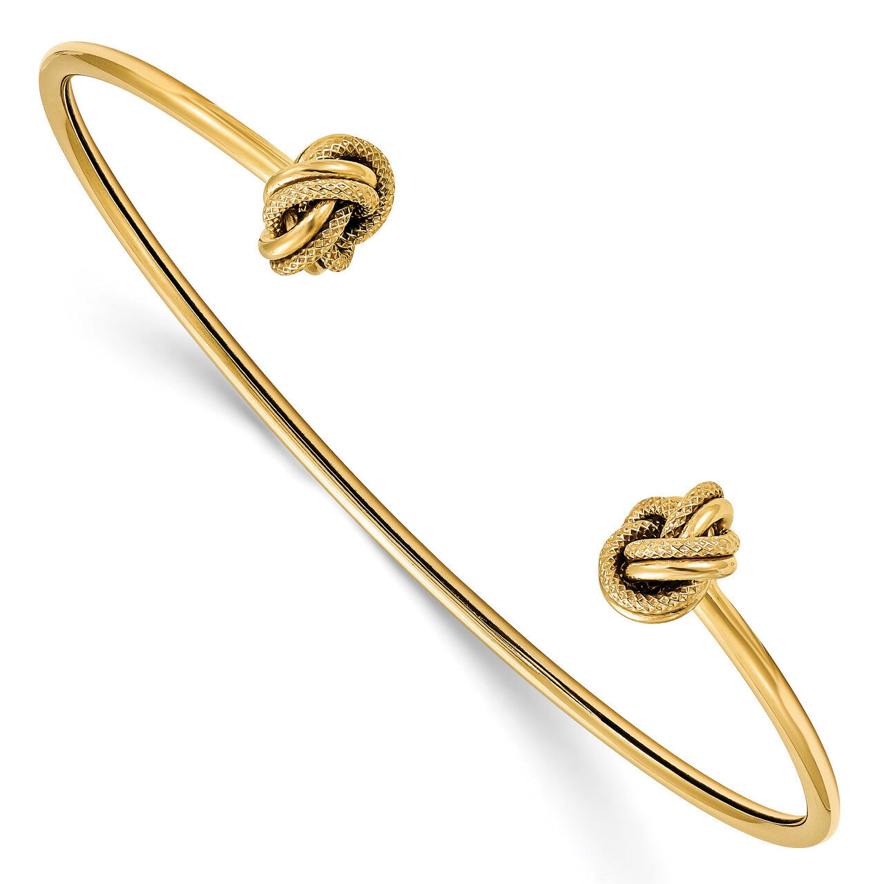 Leslie&#39;s Love Knot Flexible Cuff Bangle 14k Gold Polished &amp; Textured HB-LF1049, MPN: LF1049, 191101…