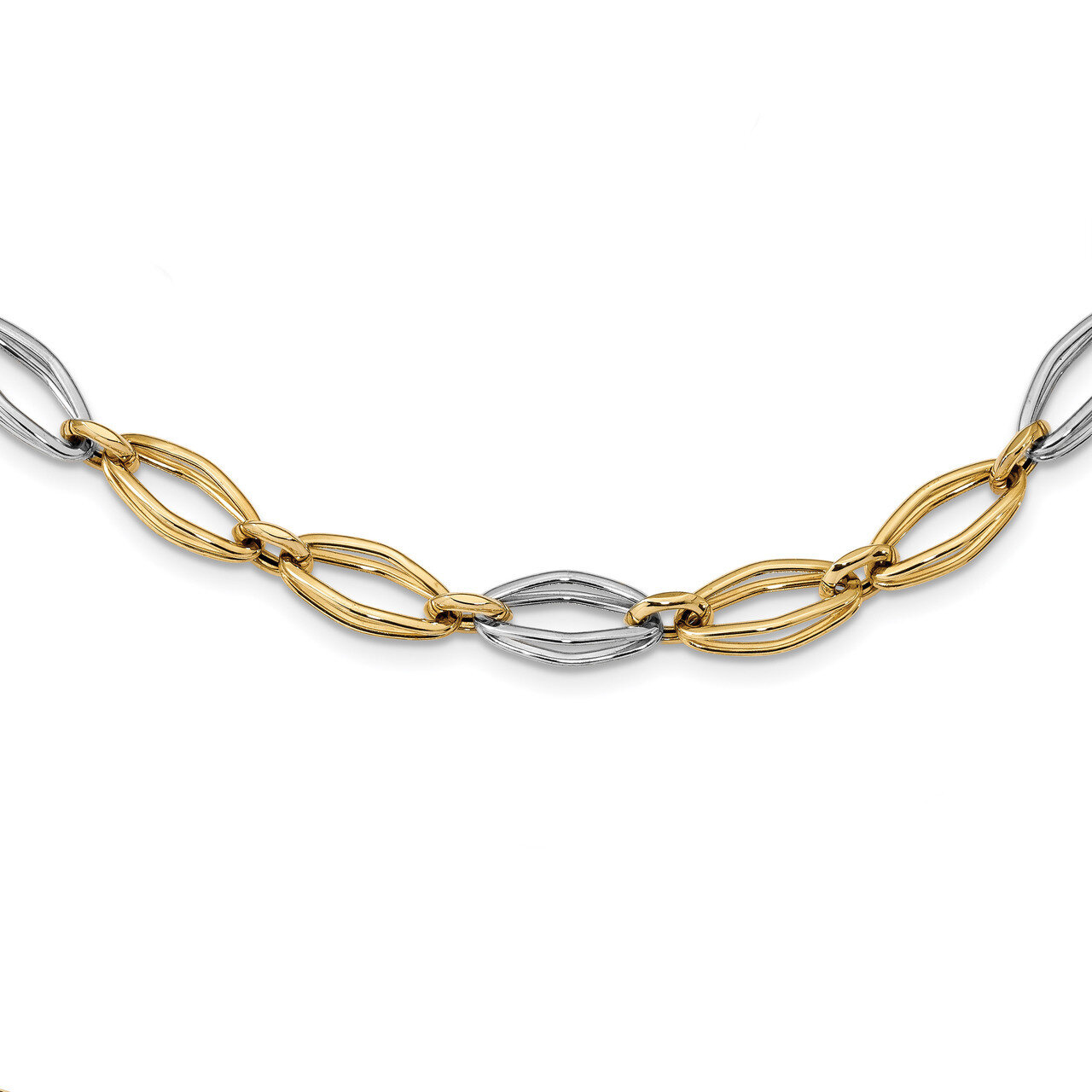 Fancy Link Necklace 18 Inch 14k Two-tone Gold Polished HB-LF1052-18