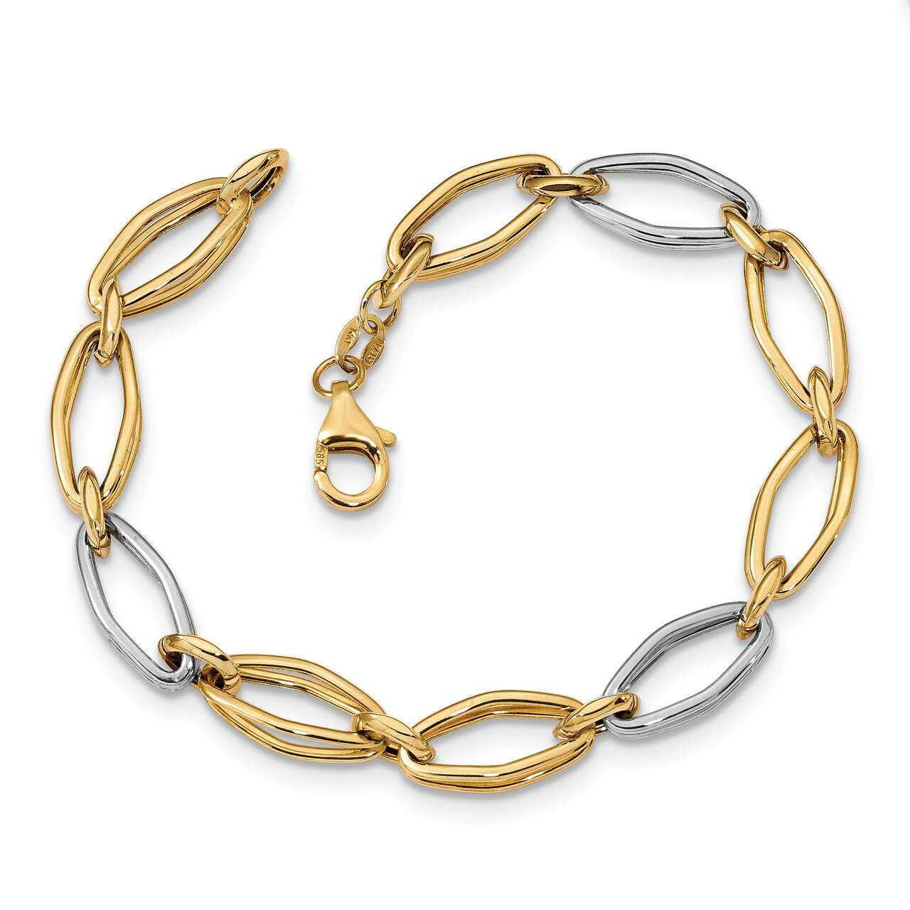 Leslie&#39;s Fancy Link Bracelet 7.75 Inch 14k Two-tone Gold Polished HB-LF1052-7.75, MPN: LF1052-7.75,…
