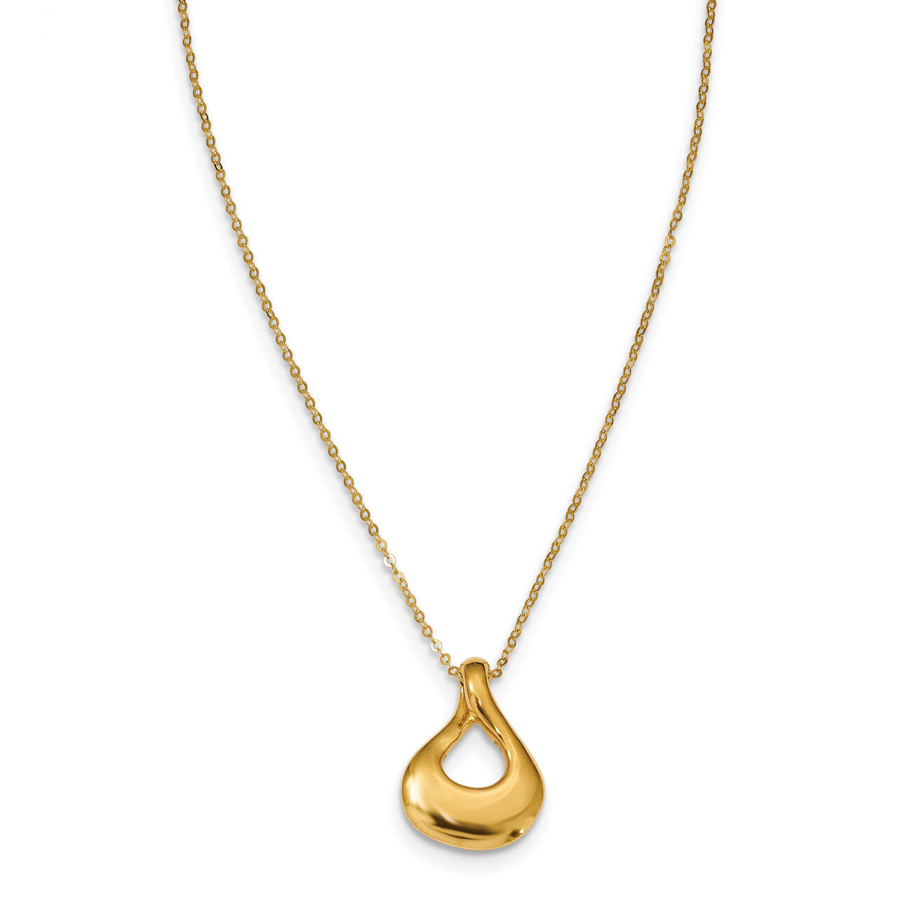 Tear Drop Necklace 18 Inch 14k Gold Polished HB-LF1064-18