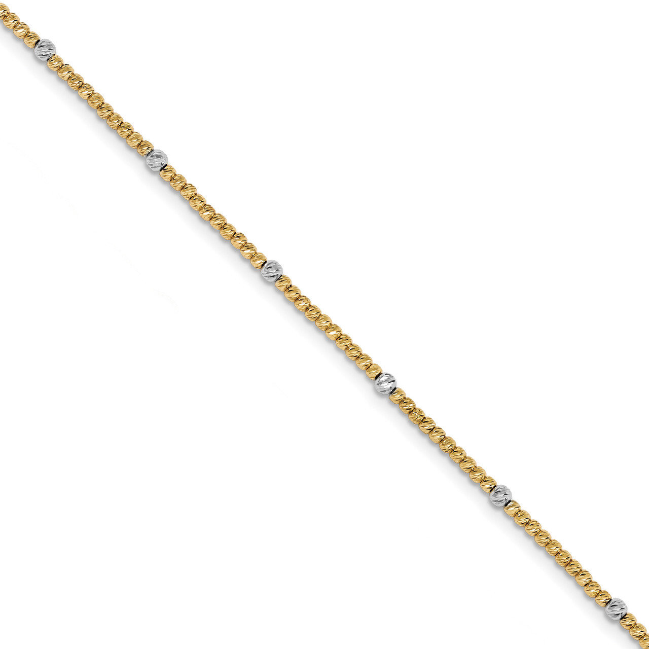 Diamond-cut Beaded Bracelet 7.5 Inch 14k Two-tone Gold Polished HB-LF1079-7.5