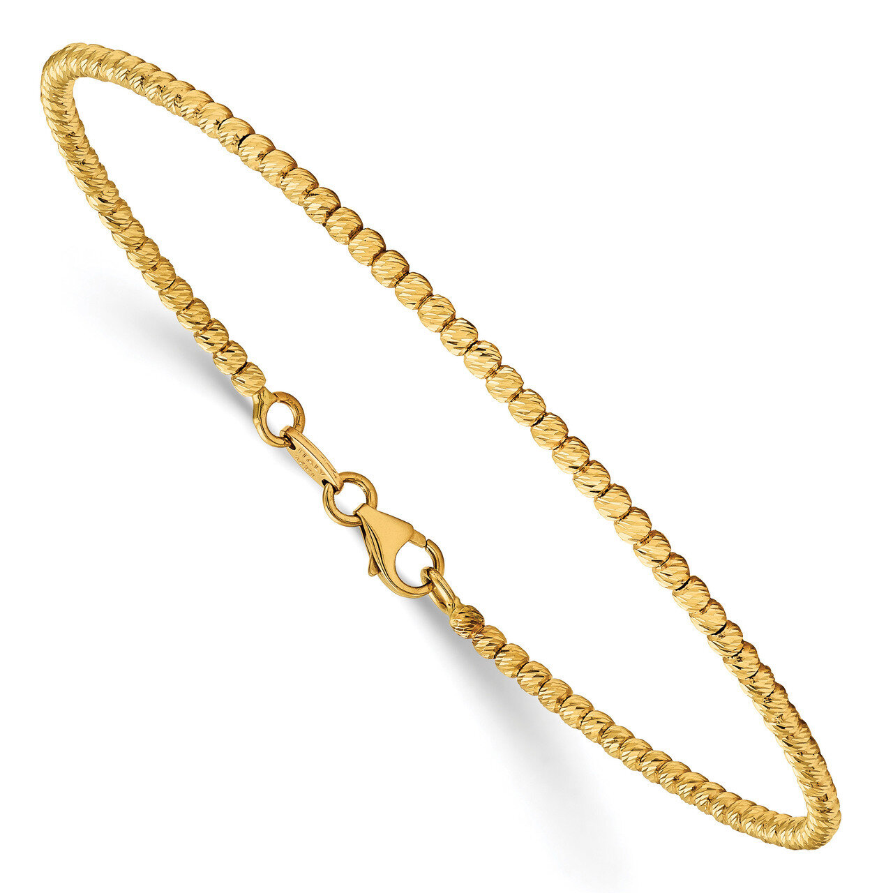 Leslie&#39;s Diamond-cut Beaded Bracelet 14k Gold Polished HB-LF1080, MPN: LF1080, 191101680908