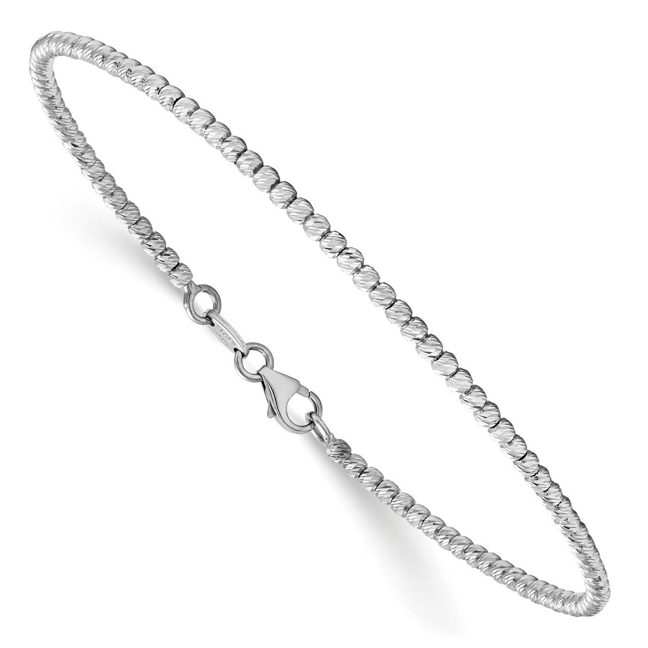 Leslie&#39;s Diamond-cut Beaded Bracelet 14k White Gold Polished HB-LF1081, MPN: LF1081, 191101680915