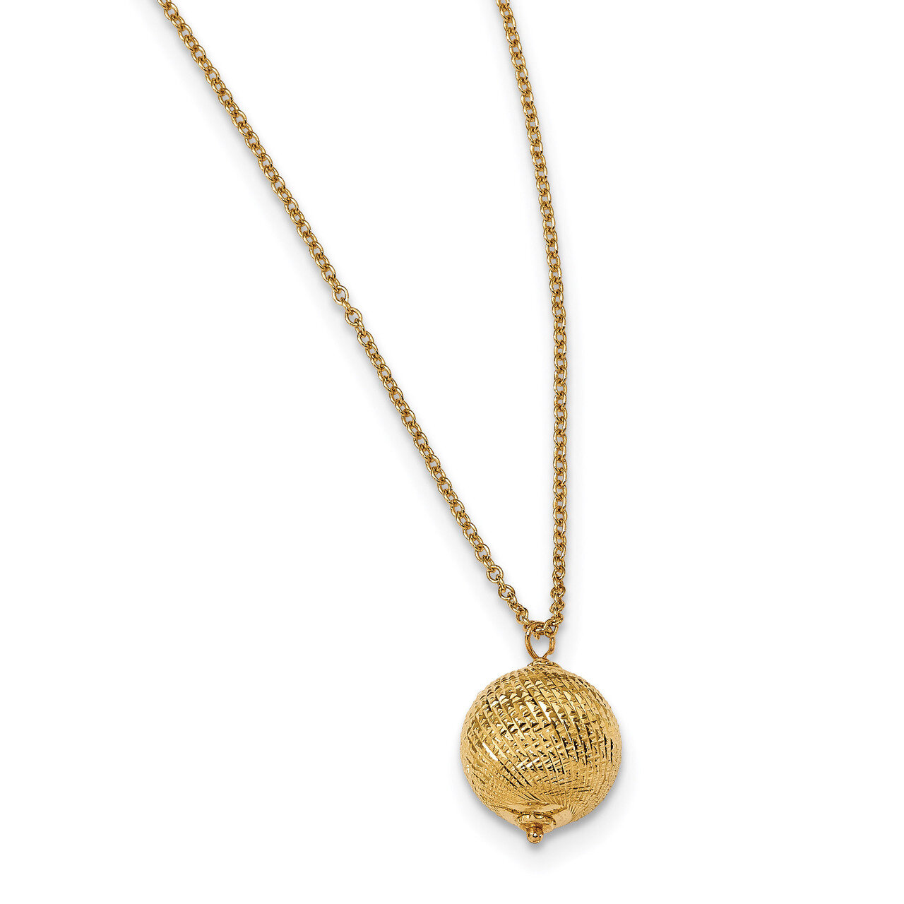 Diamond-cut Ball Necklace 18 Inch 14k Gold Polished HB-LF1083-18