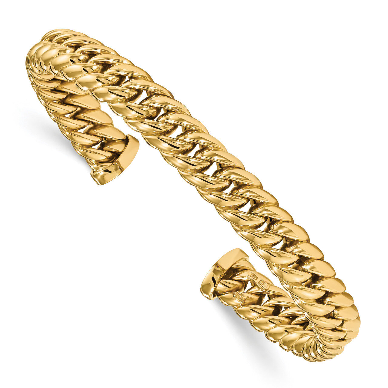 Leslie&#39;s Fancy Link Cuff Bangle 14k Gold Polished HB-LF1120, MPN: LF1120, 191101054693