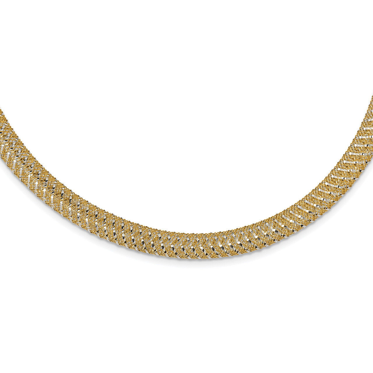 Mesh Stretch Necklace 18 Inch 14k Two-tone Gold Polished HB-LF1129-18