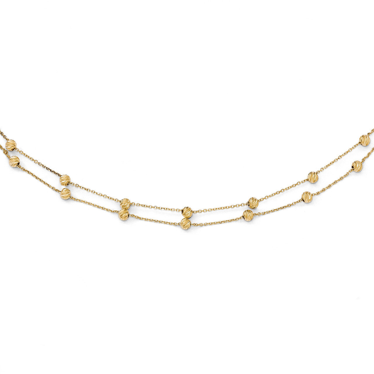 Diamond-cut Beaded Necklace 17 Inch 14k Gold HB-LF458-17
