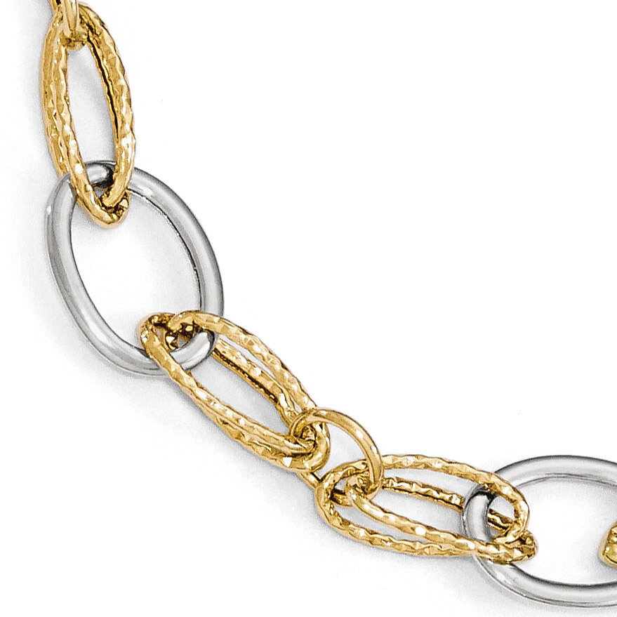 Textured Fancy Link Bracelet 7.5 Inch 14k Two-tone Gold Polished HB-LF480-7.5