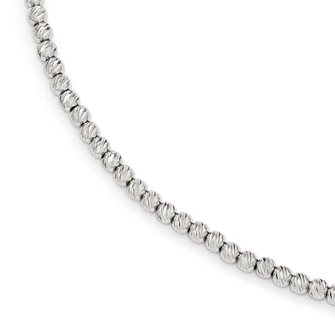 Diamond-cut Beaded Bracelet 7.5 Inch 14K White Gold HB-LF481-7.5