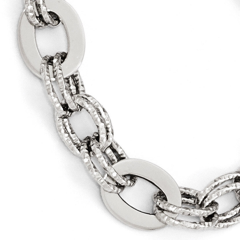 Diamond-cut Bracelet 7.5 Inch 14k White Gold Polished HB-LF546-7.5