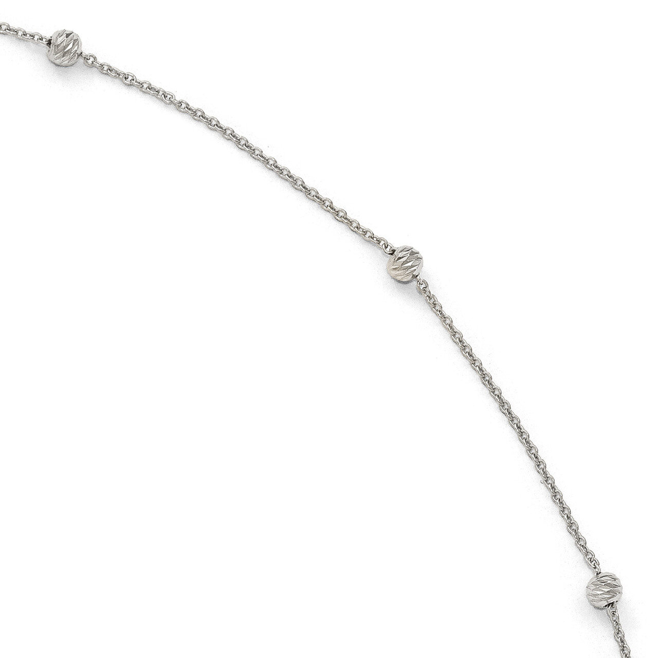 Diamond-ctu Beaded with 1 inch Extender Anklet 10 Inch 14K White Gold HB-LF568-10