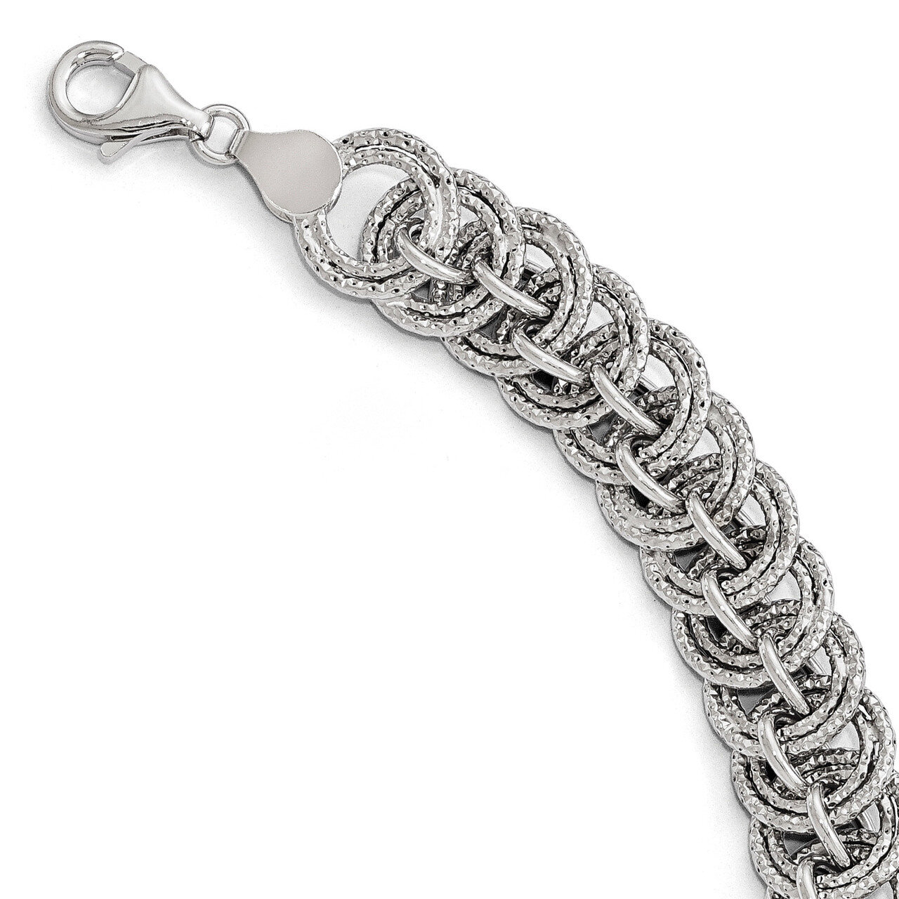 Leslie&#39;s Textured Fancy Link Bracelet 7.75 Inch 14k White Gold Polished HB-LF577-7.75, MPN: LF577-7…
