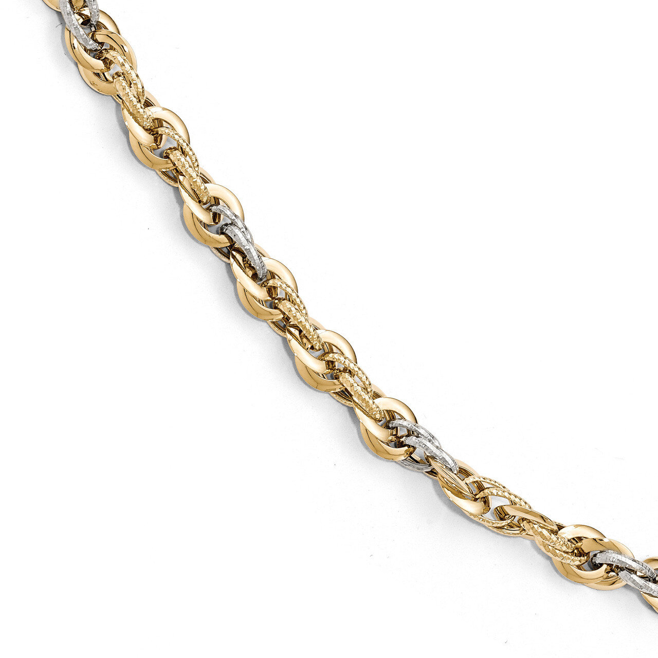 Diamond-cut Fancy Link Bracelet 8 Inch 14k Two-tone Gold Polished HB-LF598-8