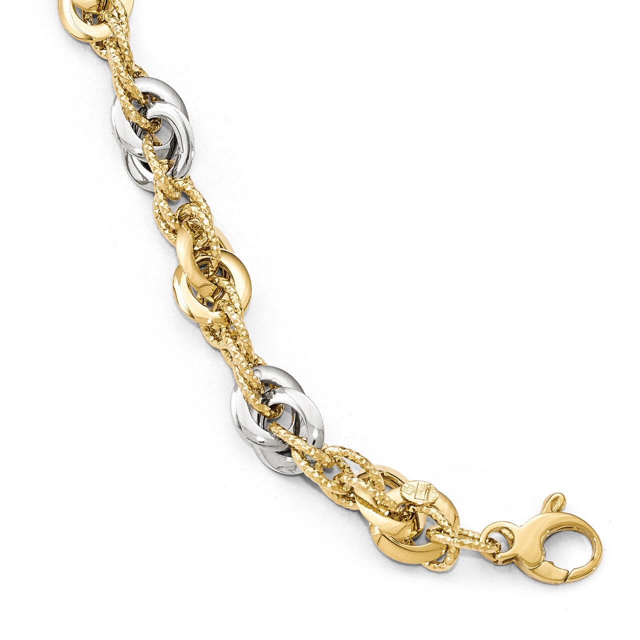 Leslie&#39;s Diamond-cut Fancy Link Bracelet 7.5 Inch 14k Two-tone Gold Polished HB-LF599-7.5, MPN: LF5…