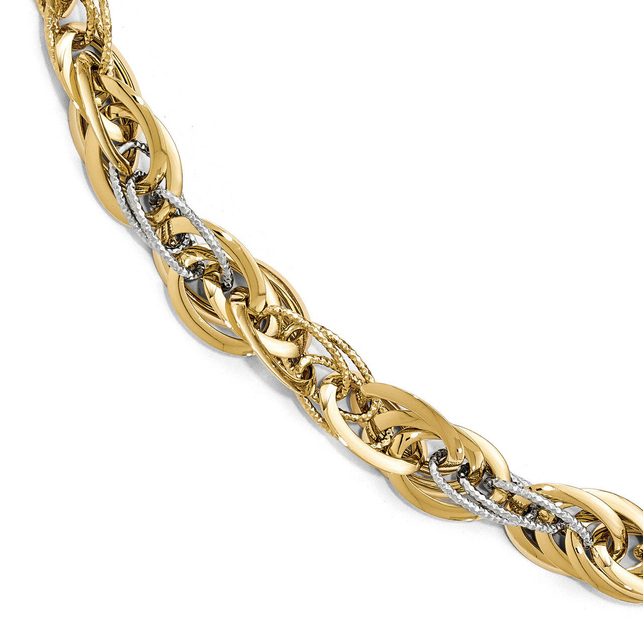 Diamond-cut Fancy Link Bracelet 8 Inch 14k Two-tone Gold Polished HB-LF601-8