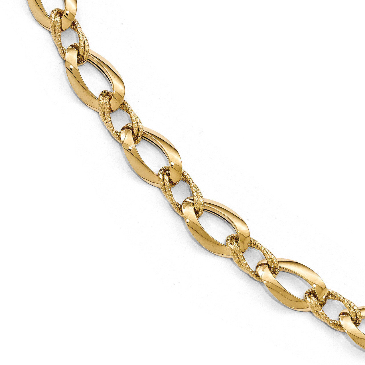 Diamond-cut Fancy Link Bracelet 8 Inch 14k Gold Polished HB-LF615-8