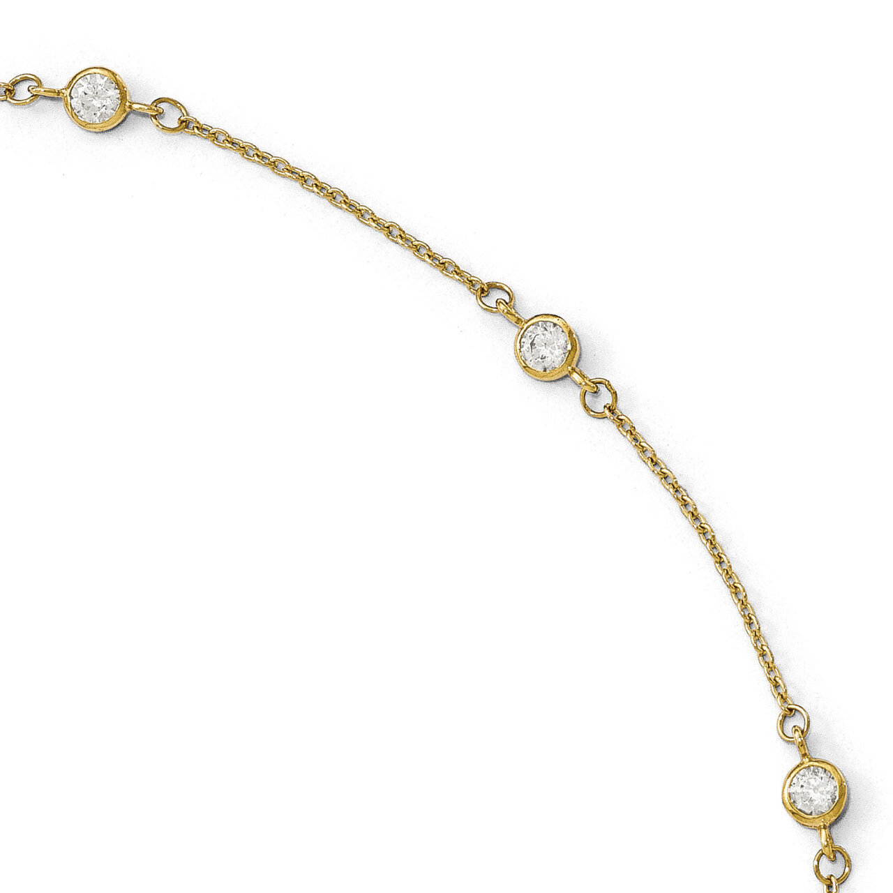 CZ Polished with 1 inch Extender Anklet 9 Inch 14k Gold HB-LF650-9