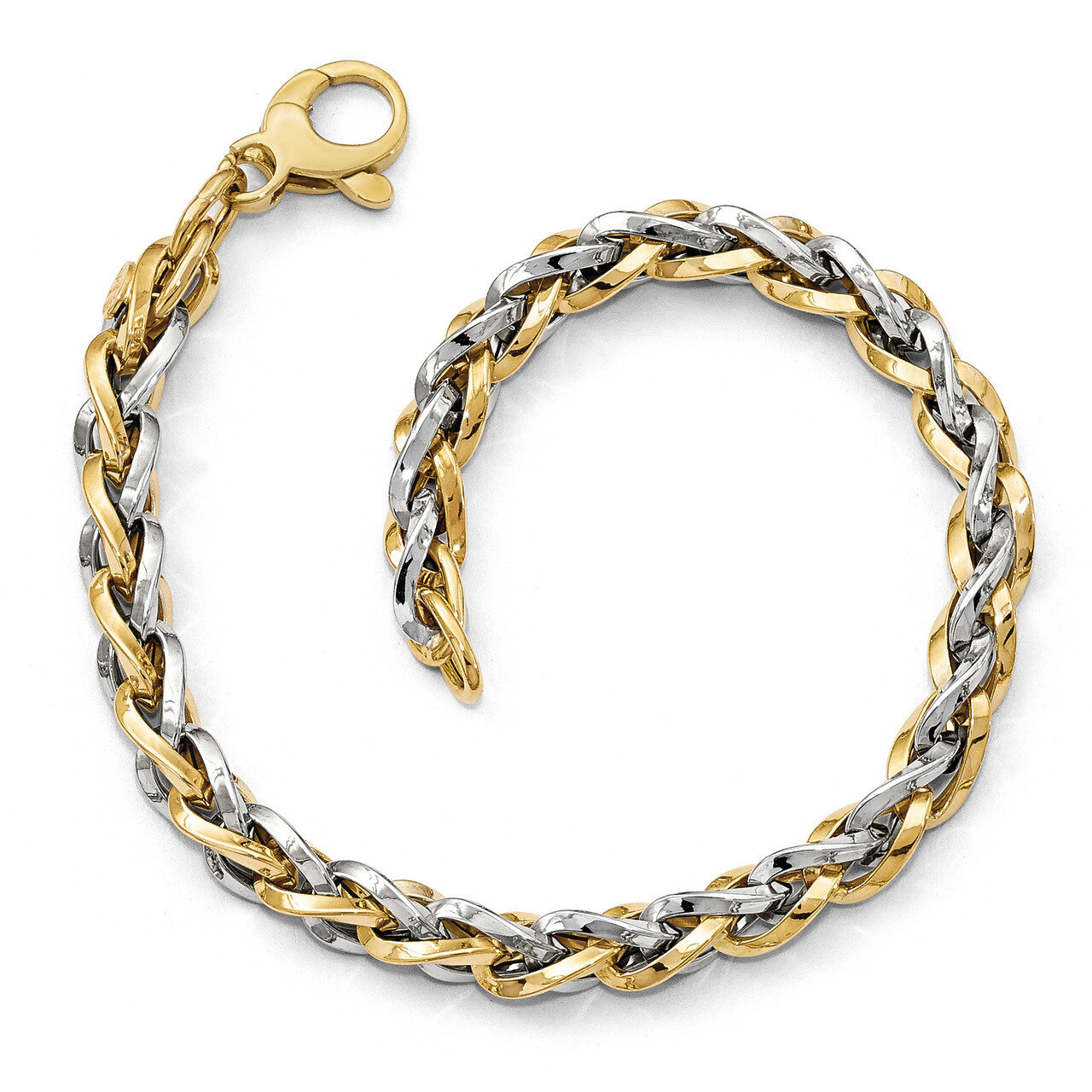 Fancy Link Bracelet 7.5 Inch 14k Two-tone Gold Polished HB-LF716-7.5