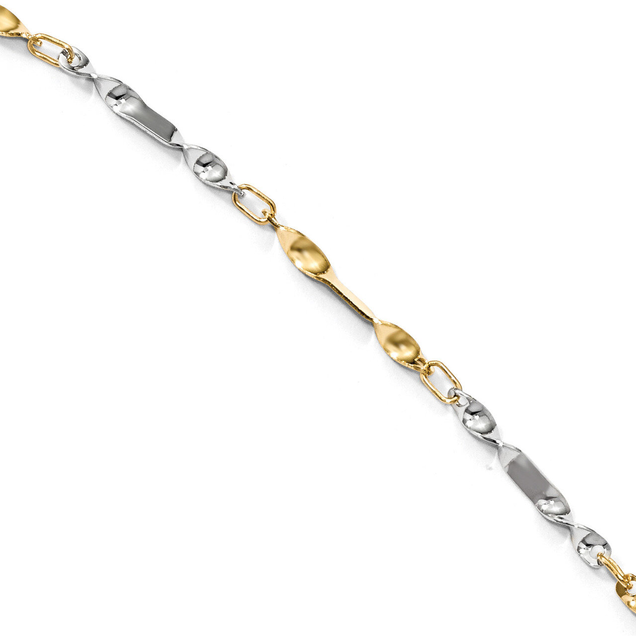 Twisted Link Anklet 10 Inch 14k Two-tone Gold Polished HB-LF824-10
