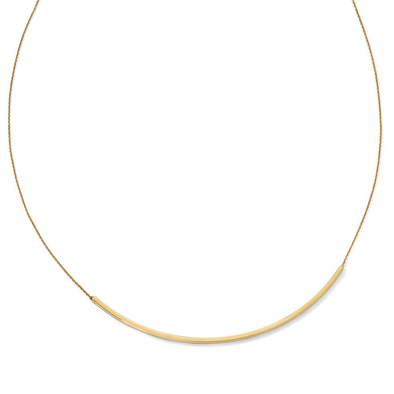 Curved 2 inch Extender Bar Necklace 16 Inch 14k Gold Polished HB-LF846-16
