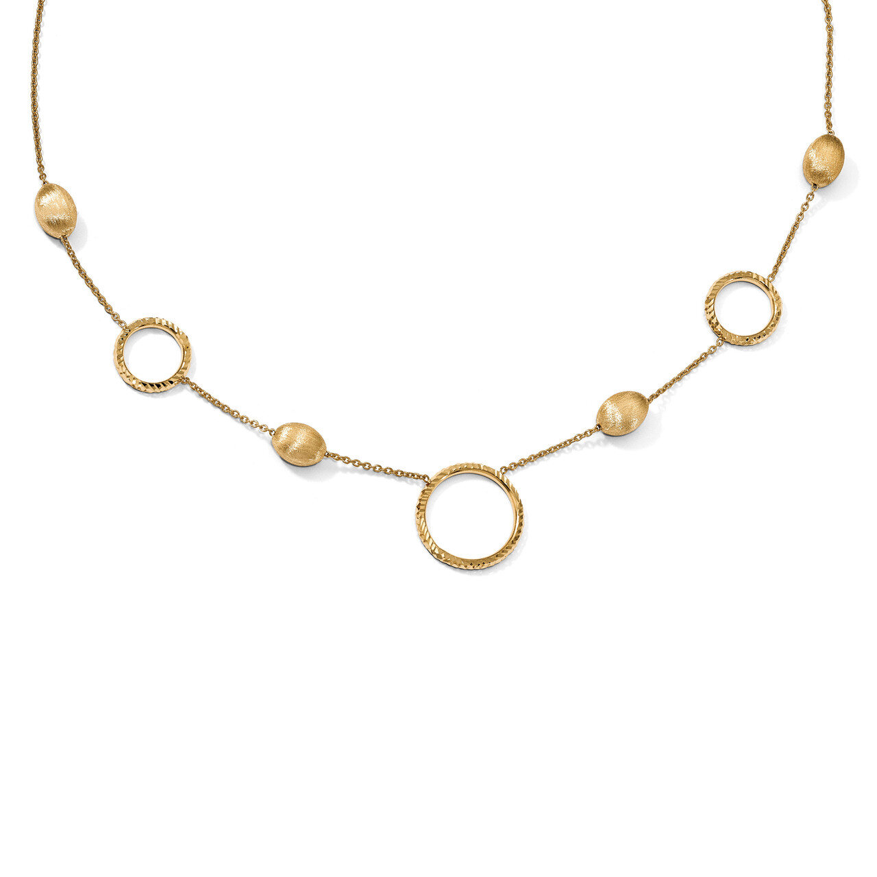 Leslie&#39;s Diamond-cut Scratch-finish with 0.75 inch Extender Necklace 17 Inch 14k Gold Polished HB-L…